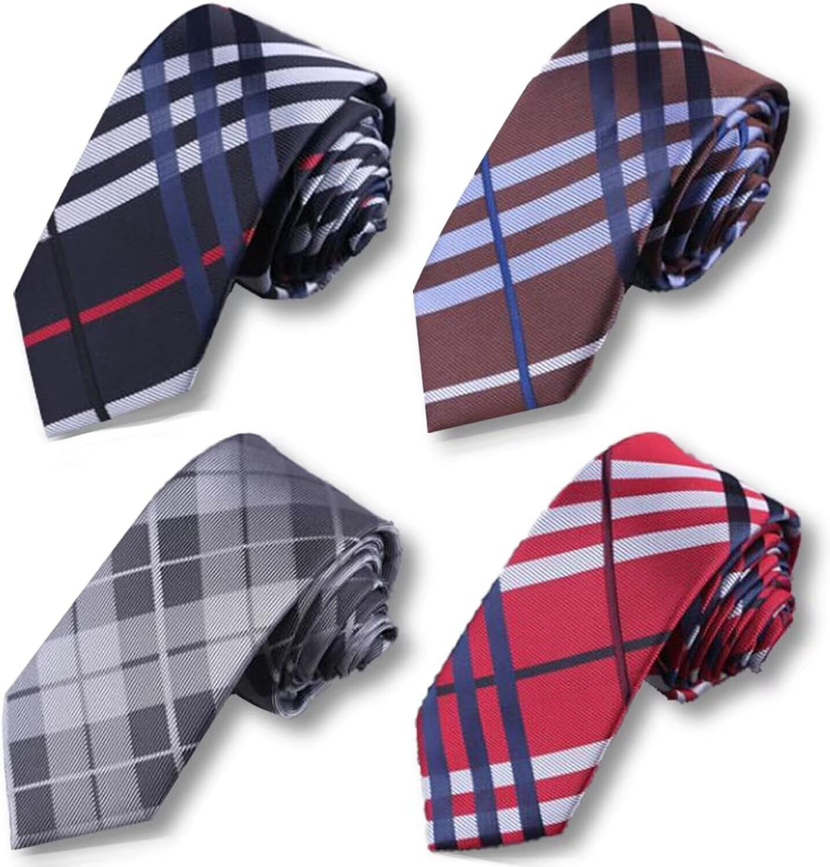 Lot 4 PCS Classic Men'S Skinny Width 2.3" Slim Necktie Solid Color Tie