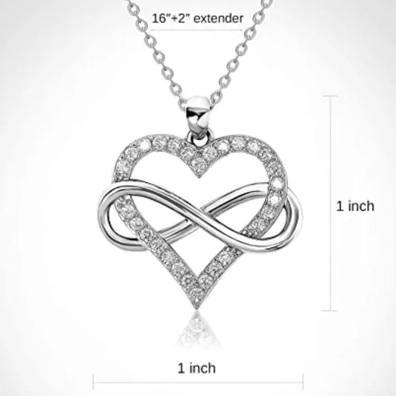 Bridal Romantic Wedding Necklace Cubic Zirconia Infinity Heart Necklace for Women Valentine's Day Gift