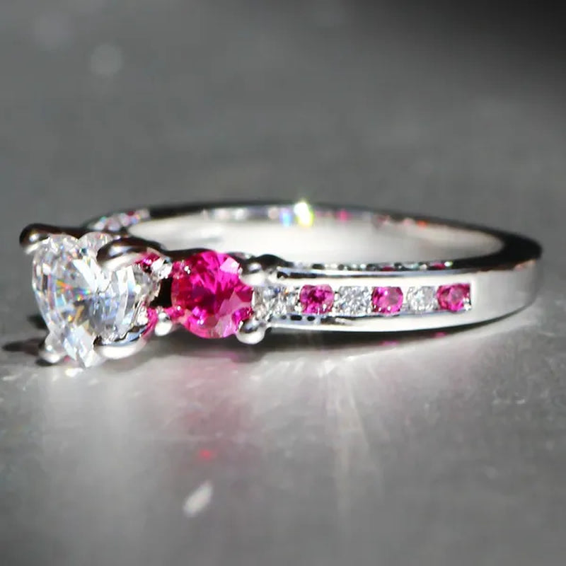 Luxury Silver Crown Ruby Ring Natural Stone Birthstone Gemstones Engagement Rings Wedding Anniversary Bride Women Square Crossing Set Ring Size 6 7 8 9 10