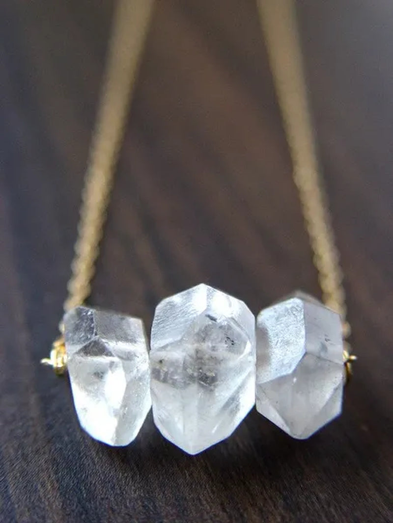 Herkimer Diamond Trio Necklace Gold Filled Necklace