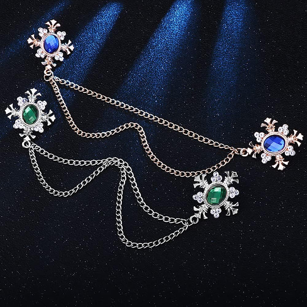 Cross Crystal Tassel Chain Brooch.Gold Silver Tassel Collar Pins Broochs Rhinestone Lapel Pin for Men Women Suit Accessories