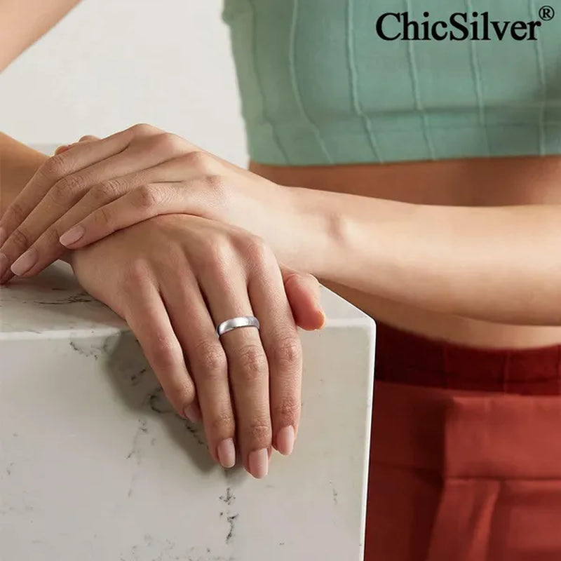 ChicSilver 5mm 925 Sterling Silver Ring Classic Eternity Wedding Band Comfort Fit for Men Women High Polished