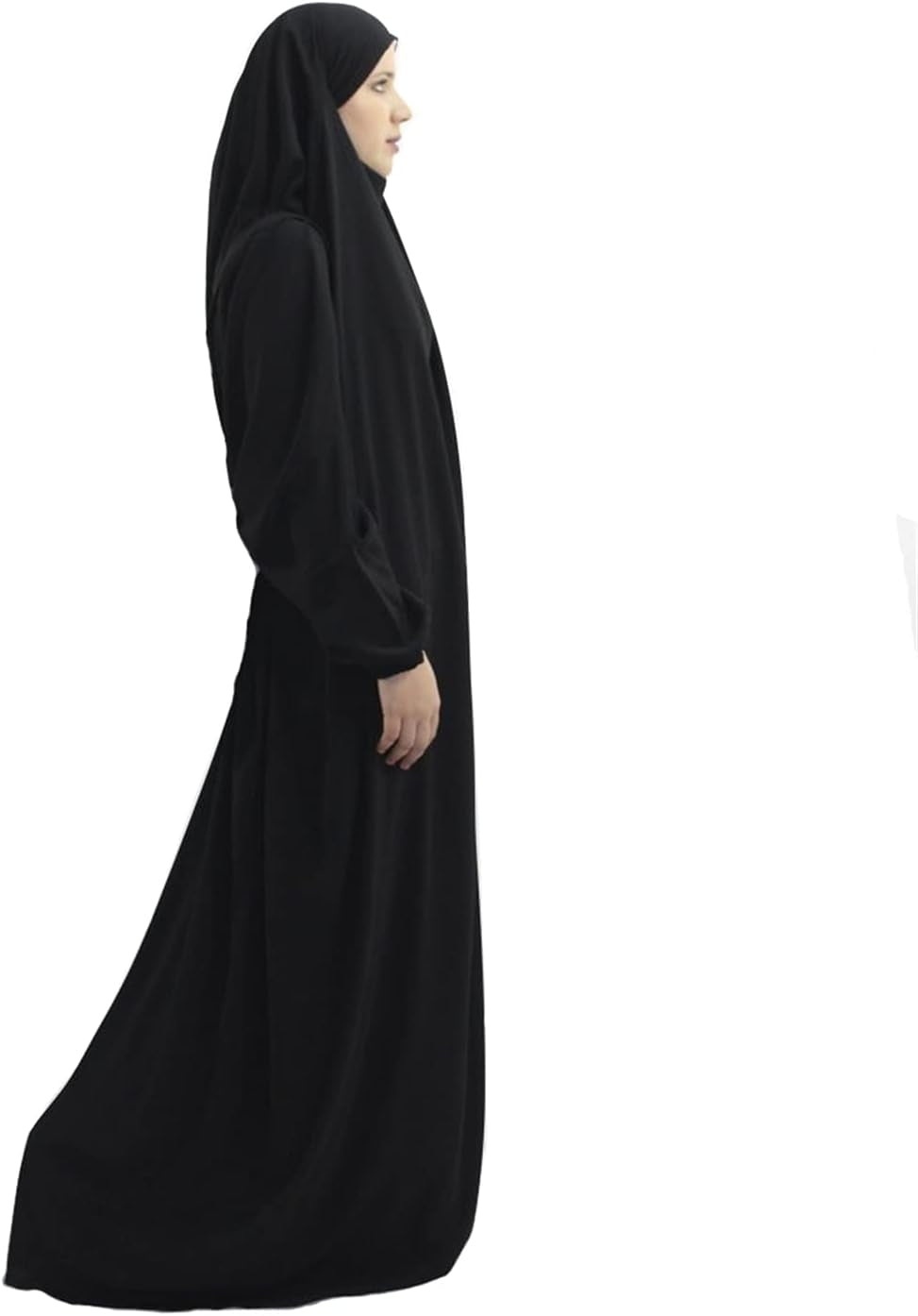 Women Muslim One-Piece Loose Full Cover Long Dress One-Size Overall Hijab Thobe Hooded Dress