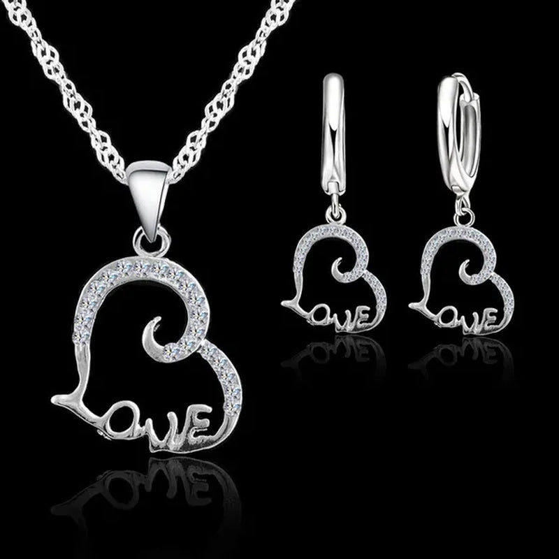 New Arrival Jewelry Set Austrian Crystal Set Women Heart Love Pendant Jewelry Set For Women Engagement 925 Silver Wedding Jewelry Sets
