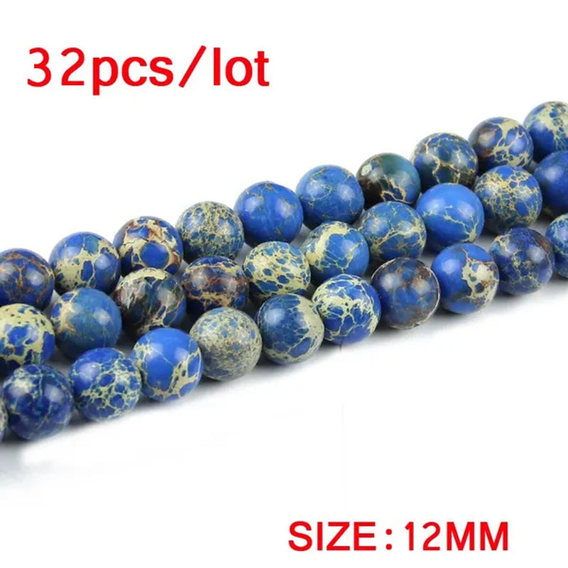 Sapphire Blue Imperial Pine Turquoise Beads Natural Stone Top Quality Loose Beads 4/6/8/10/12MM Jewelry Bracelet Accessories DIY