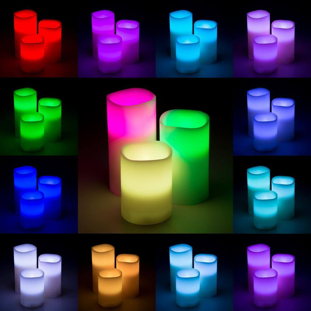 3-Piece LED Color Changing Flameless Votive Candle Set with Remote