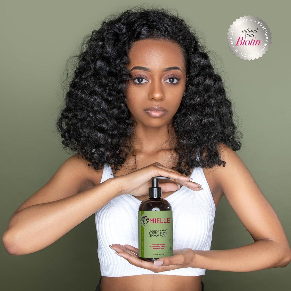 Rosemary Mint Strengthening Shampoo Infused with Biotin, Cleanses and Helps Strengthen Weak and Brittle Hair, 12 Ounces