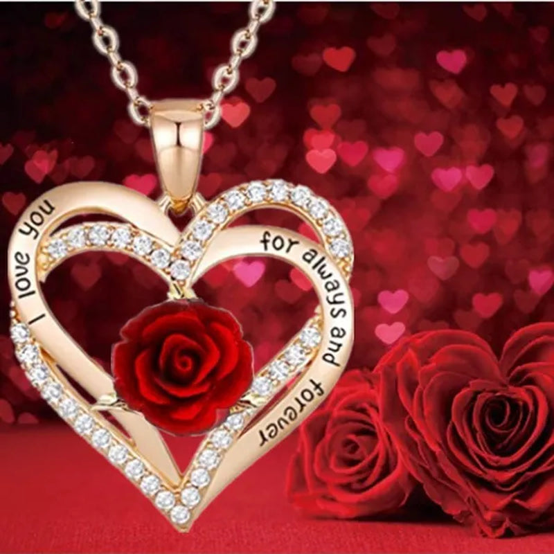 Elegant Fashion Creative Love Rose Necklace Crystal Diamond Rose Pendant Symbolizing Love Women's Necklace Wedding Engagement Wedding Necklace Jewelry Birthday Party Anniversary Gift