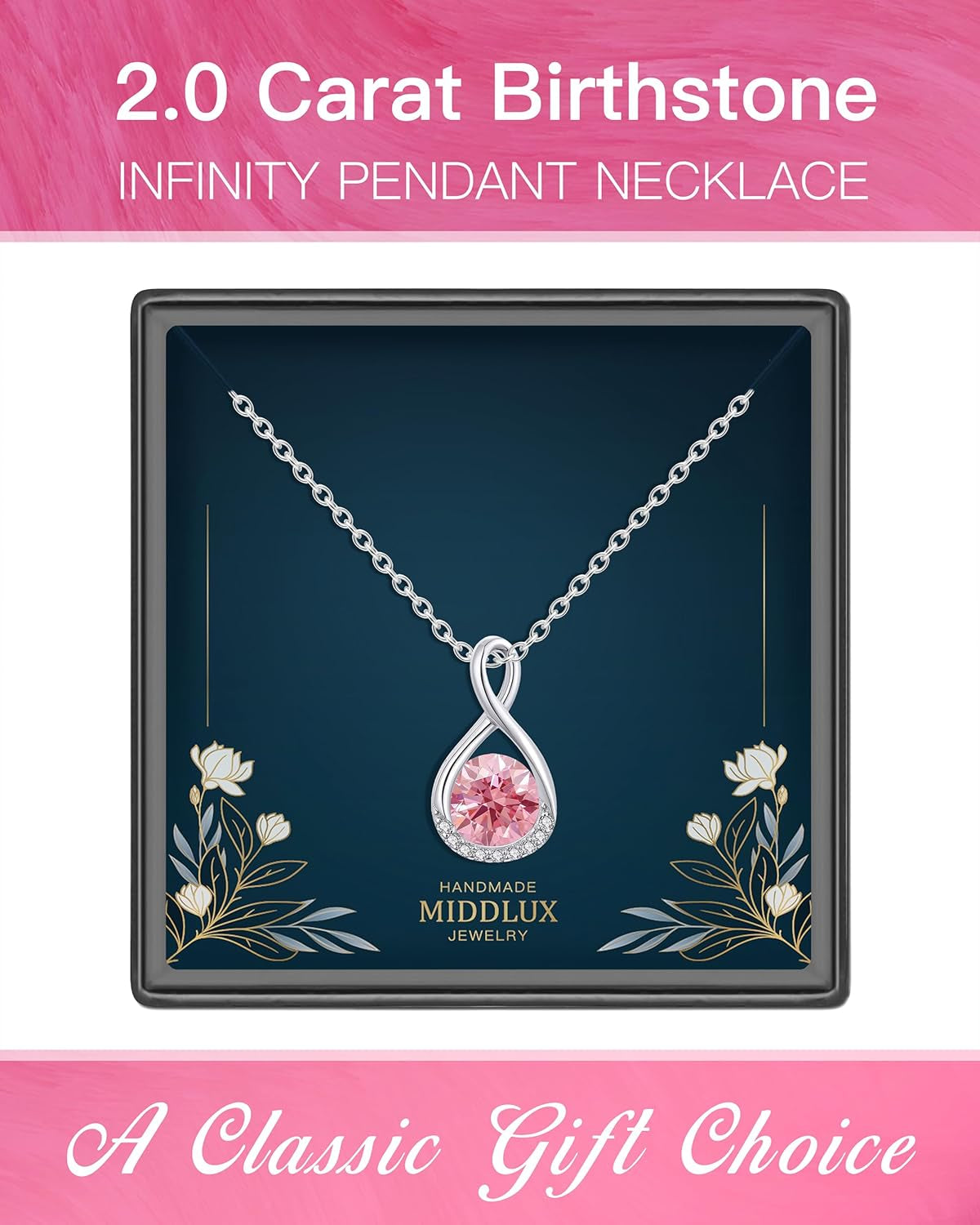 Genuine Birthstone Infinity Necklace for Women, Birthday Gifts for Her, Minimalism Style Jewelry for Everyday Wear