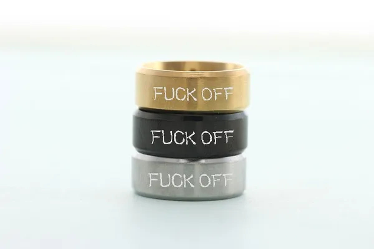Fashion Jewelry Couple rings 8mm fuck off Steel Ring Engraved fuck off blue black