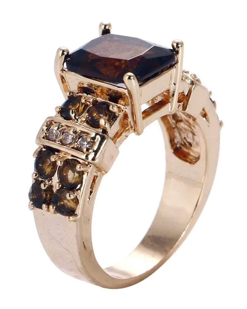 Women's Men Brown Sapphire 18K Gold Plated Ring Jewelry Size 6-10 (Choice Color and Size )