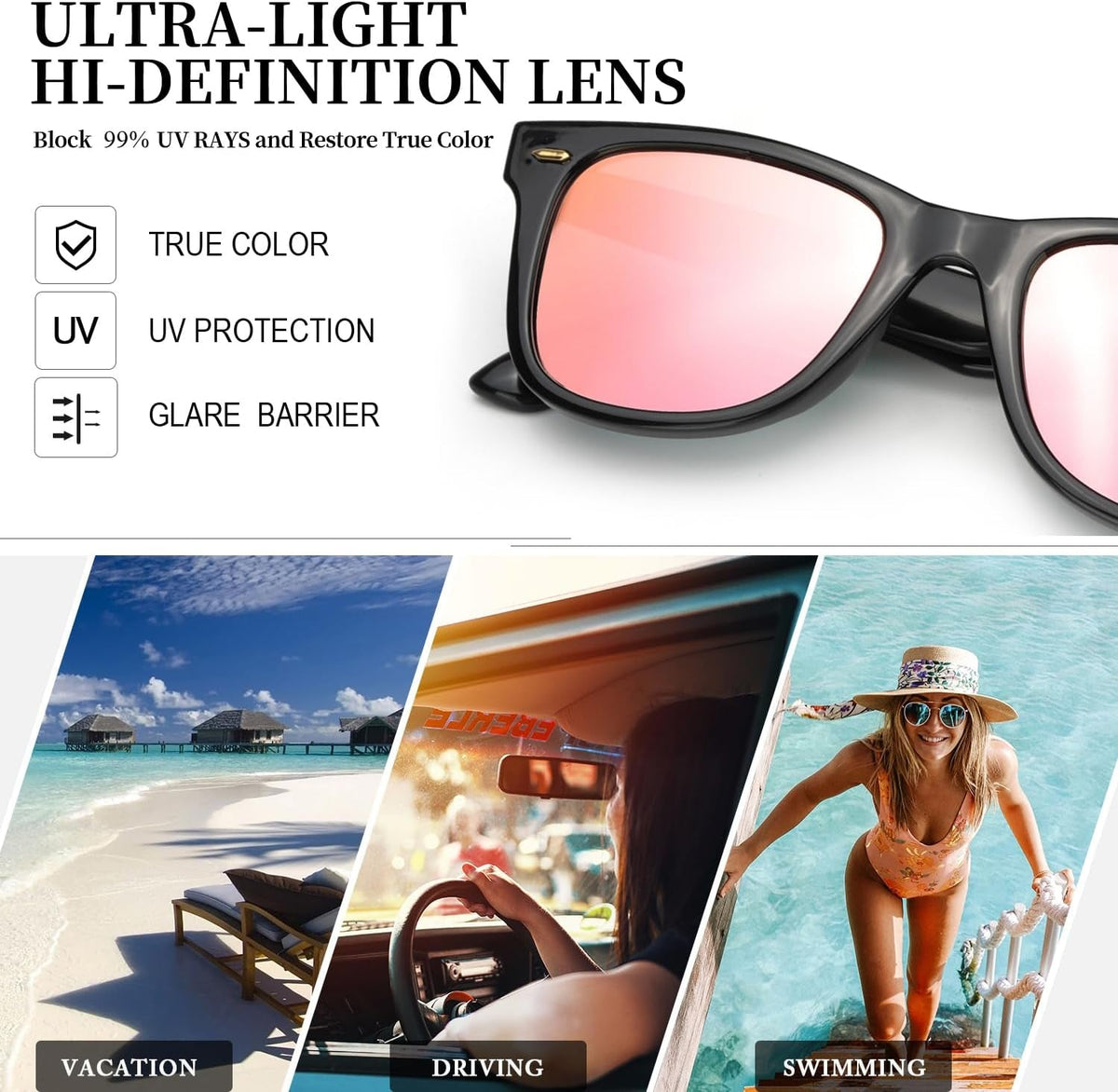Classic Sunglasses for Women Polarized Driving Anti-Glare UV Protection
