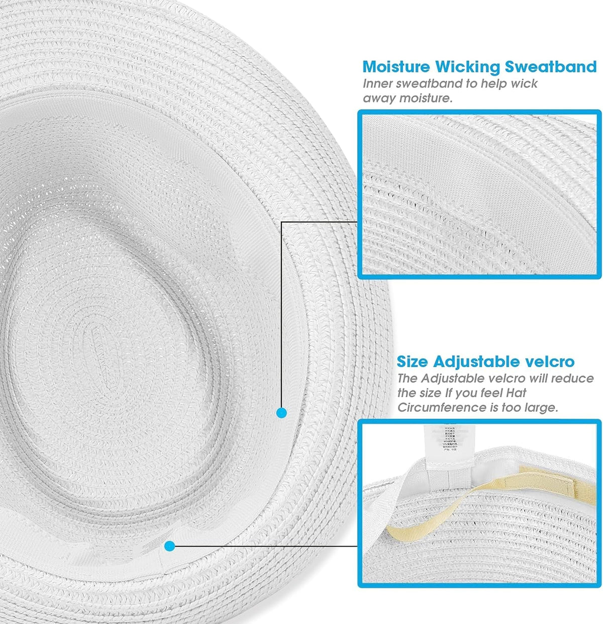Straw Fedora Hat for Women Men Packable Short Brim Roll up Trilby Hat Panama Summer Beach Sun Hat UPF 50+