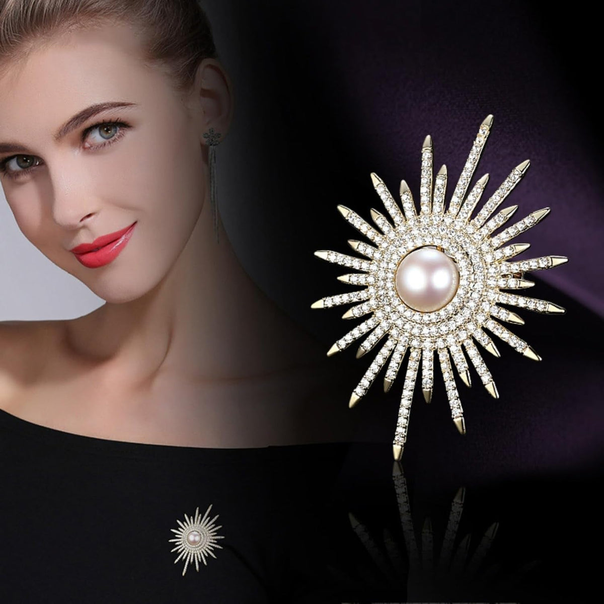 Sunflower Brooch Pins Sunflower Pearl Brooch Pins for Women Sunflower Rhinestone Brooch Pins Flower Brooch Pins Pearl Pins for Clothes Lapel Badge Brooch Pins for Lanyards Backpacks Clothes Hats Jackets
