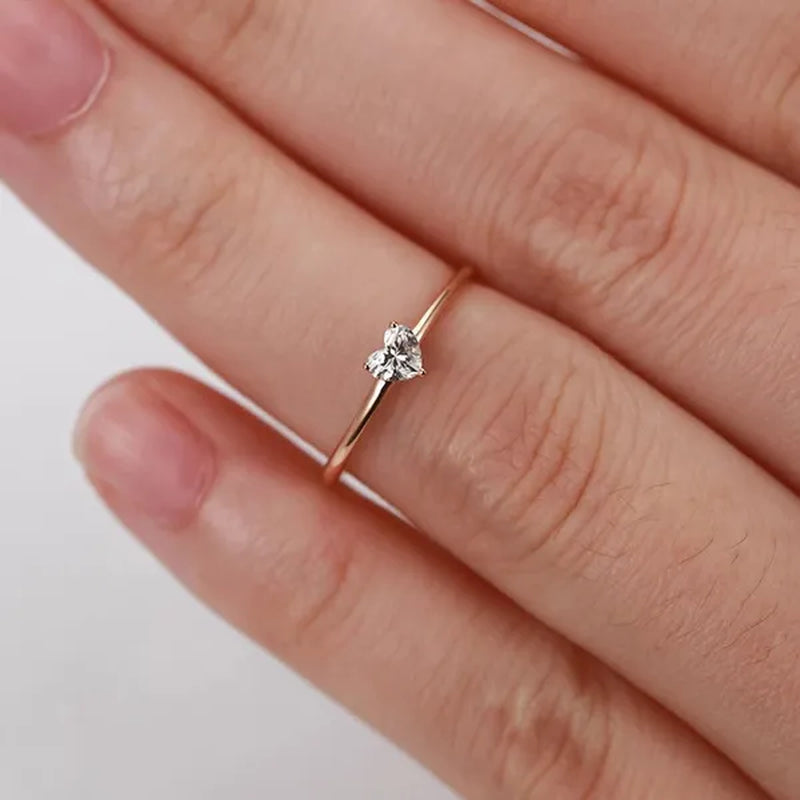 Rings for Women Little Heart Shaped Gold Color Wedding Engagement Dainty Ring Jewellry Zircon Romantic Fashion Jewelry