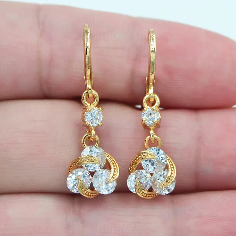 Women Black Cubic Zirconia CZ Knot Dangle Earrings Jewelry