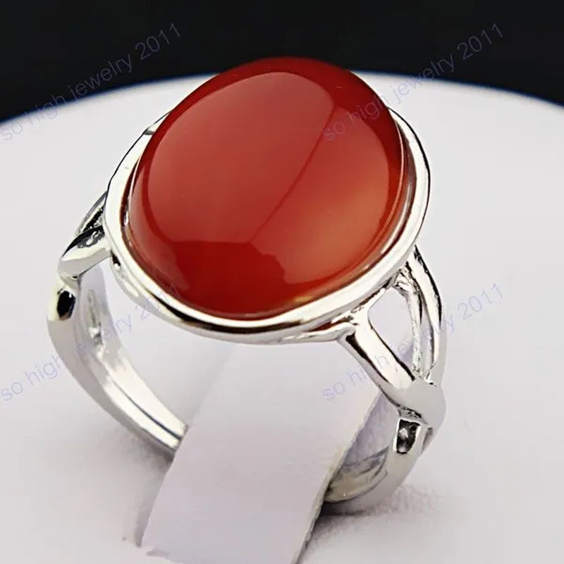 Hot Selling 5PCS Genuine Vintage Red Agate Silver Retro Rings for Women New Engagement Wedding Jewelry