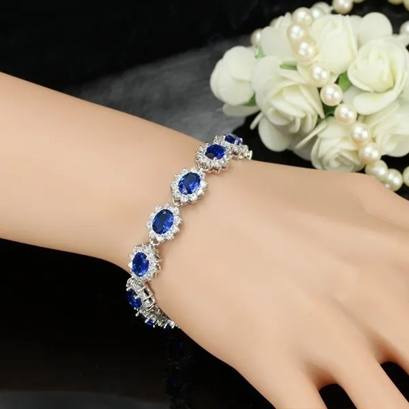 CANDICE 2023 New Fashion Women Silver Jewelry With Multicolor Crystal and CZ Bracelets Bangles 18cm
