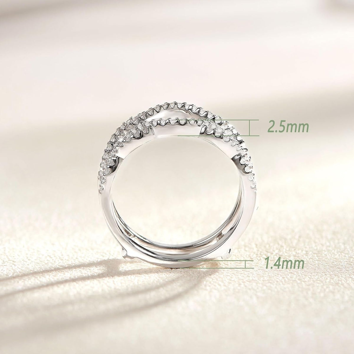 Women 925 Sterling Silver Twisting Infinity Guard Enhancer for Engagement Rings Wedding Band CZ