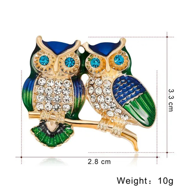 Cute Owl Brooch Jewelry Fashion Alloy Studded Drop Oil Brooch Pin Animal Brooch