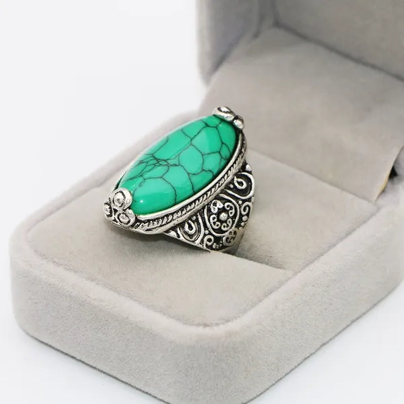 Wholesaler Lot 5pcs Bohemian Wave Sapphire Ring Retro Turquoise White Black Red Green Blue Ring Women Jewelry