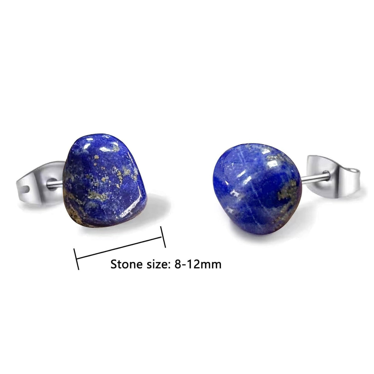 Lapis Lazuli Stud Earrings, Small Earrings for Second Hole, Everyday Earrings for Women, December Birthstone Jewelry for Men