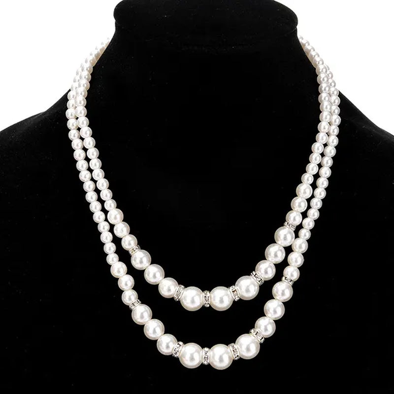 Fashion Double Layer Ladies Pearl Necklace Sister Companion Surprise Gift Ladies Necklace Pendant Temperament Diamond Jewelry Accessories Birthday Luxury Anniversary Gift