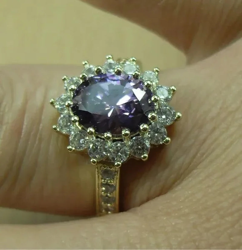 Natural 3.26CT White/Emerald/Ruby/Alexandrite/Sapphire Diamond 14K Yellow Gold Wedding Ring Size 6-11
