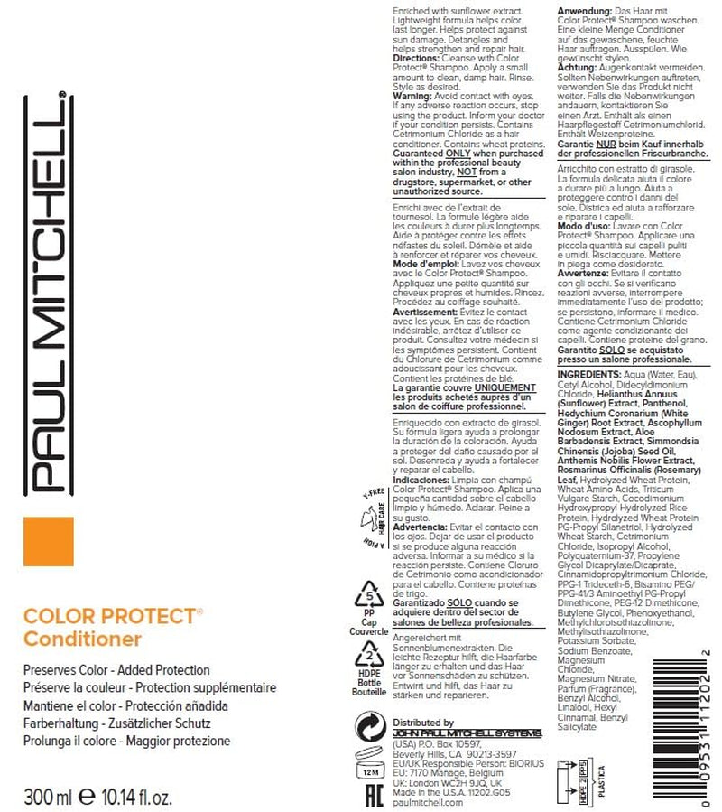 Color Protect Conditioner, Adds Protection, for Color-Treated Hair, 10.14 Fl. Oz.