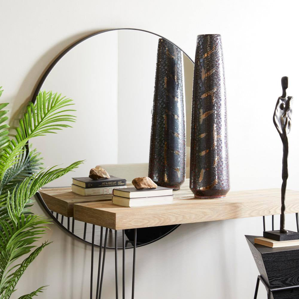 31 In. Silver Snakeskin Inspired Ceramic Decorative Vase
