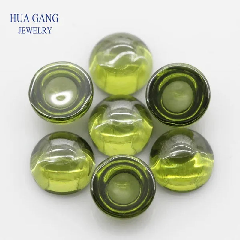 Peridot Cubic Zirconia Stone round Shape Cabochon Cut Flat Back Loose CZ Stone Synthetic Gems for Jewelry 4Mm 6Mm