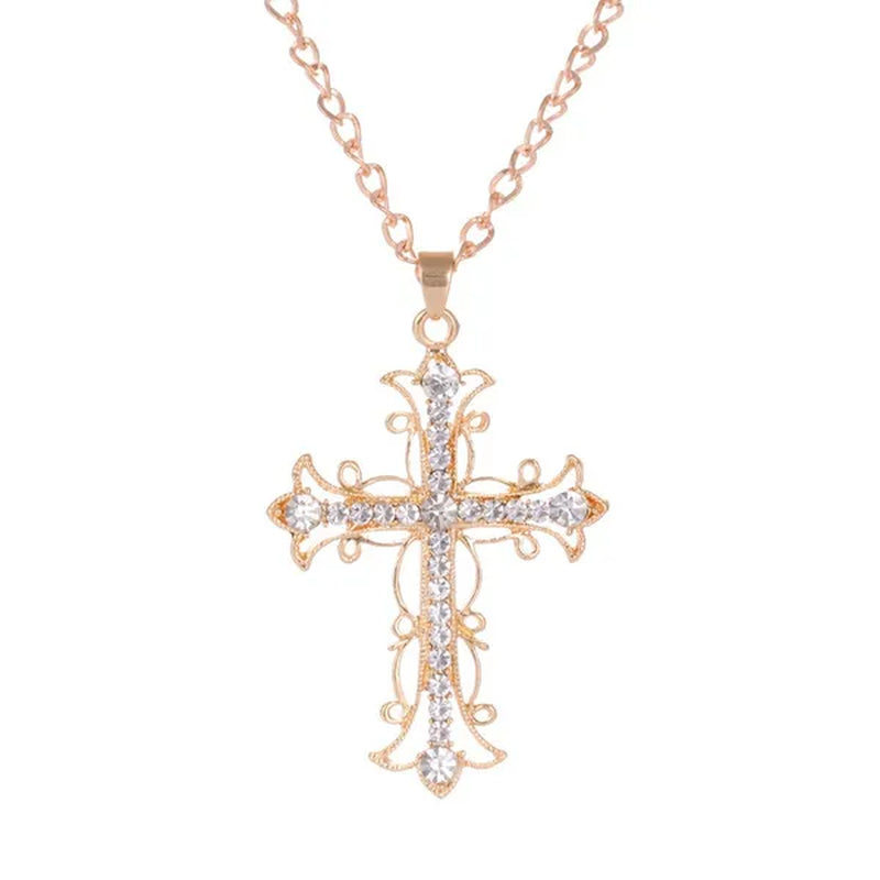 Cross Necklace Crystal Diamond Gold Christ Sweater Chain Neckalces for Women Ffashion Jewelry Accessories