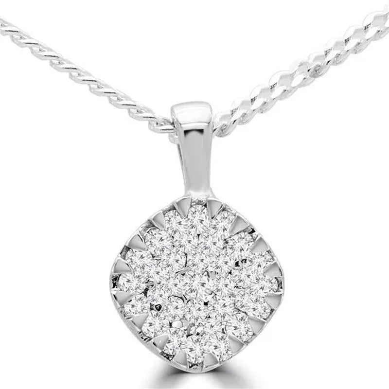 Majesty Diamonds MDR190025 0.12 CTW Round Diamond Cluster Pendant Necklace in 14K White Gold With Chain