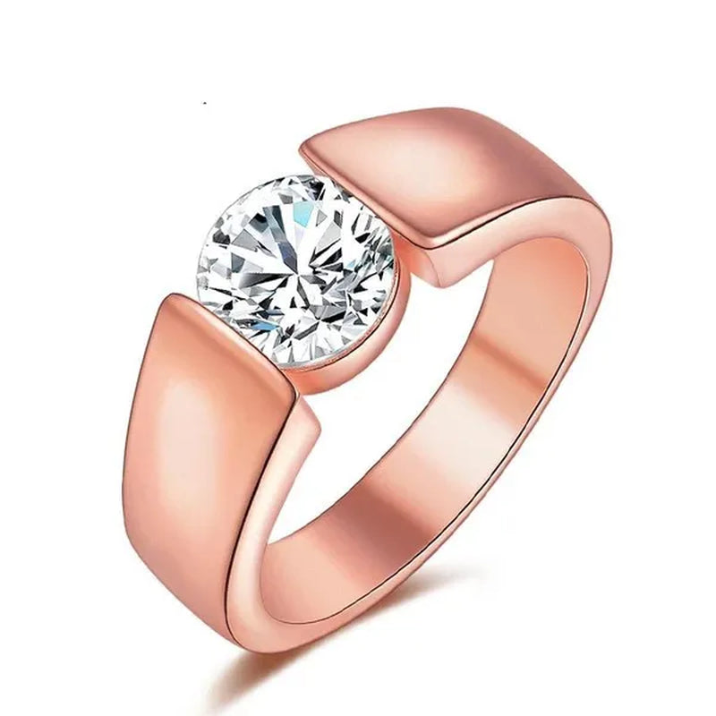 Mens Ring Classic Zircon Rings Bride Wedding Rings Rose Gold Colour Rings Silver Plated Rings Party Gift Rings for Men Finger Jewelry