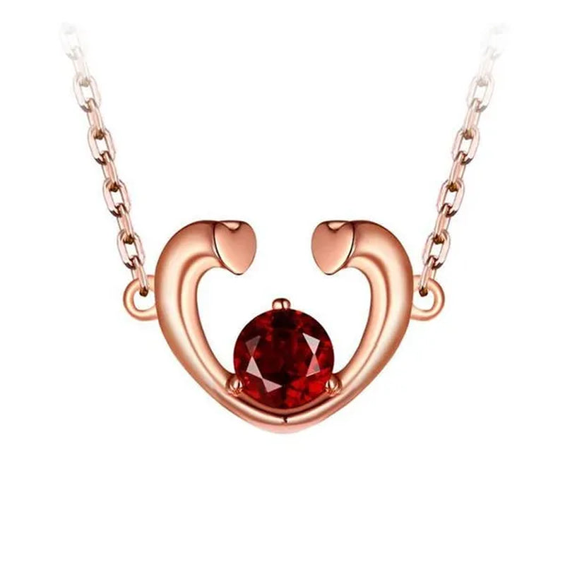 Majesty Diamonds MDS170304 0.5 CT Round Red Garnet Fancy Pendant Necklace in .925 Sterling Silver with 18K