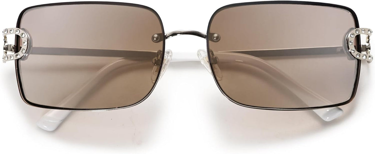 Vintage Rectangle Sunglasses for Women,Trendy Rimless 90S UV400 Womens Y2K Shades SJ1178