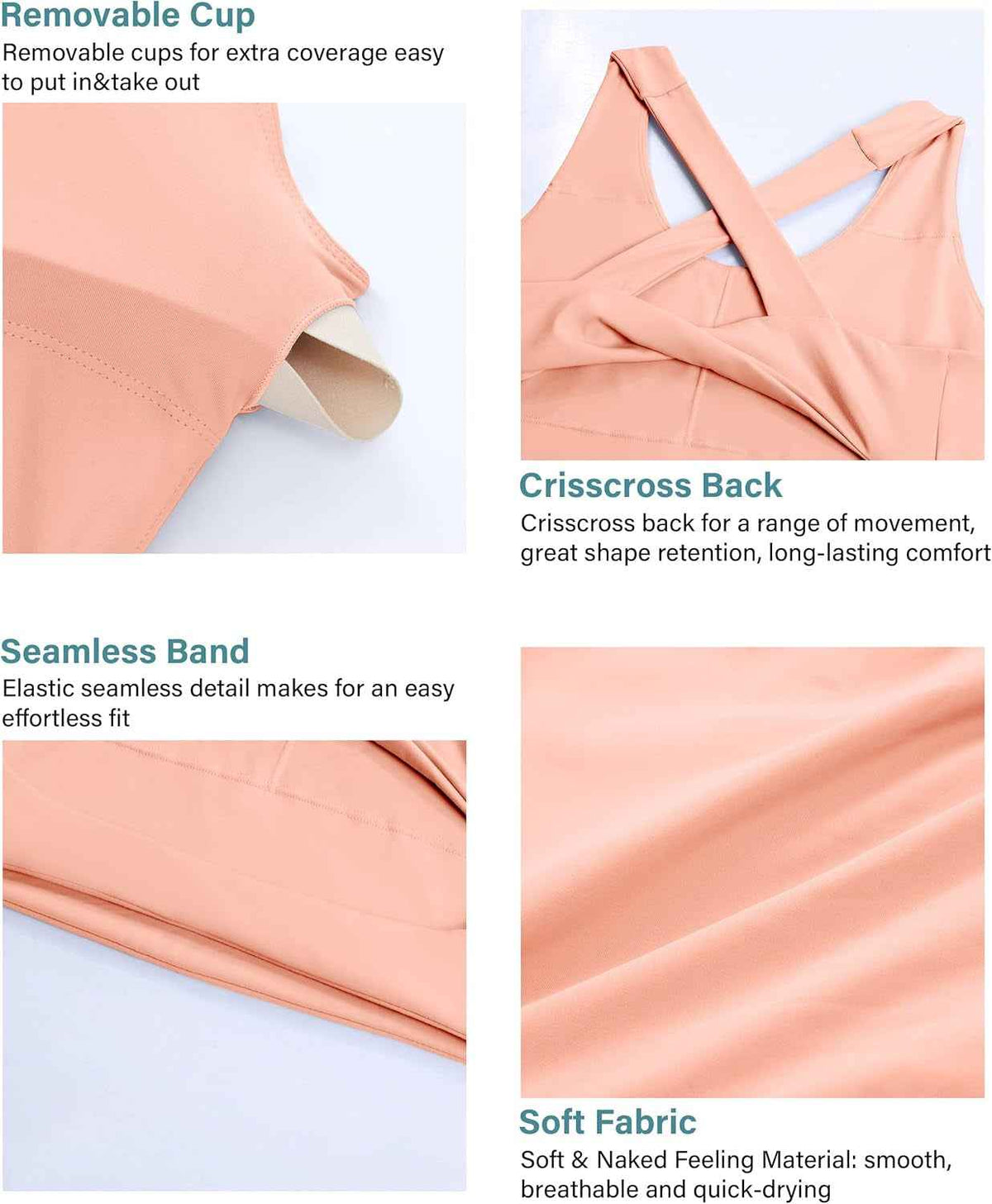 Sports Bras for Women Criss-Cross Back Padded Workout Tank Tops Medium Support Crop Tops for Women
