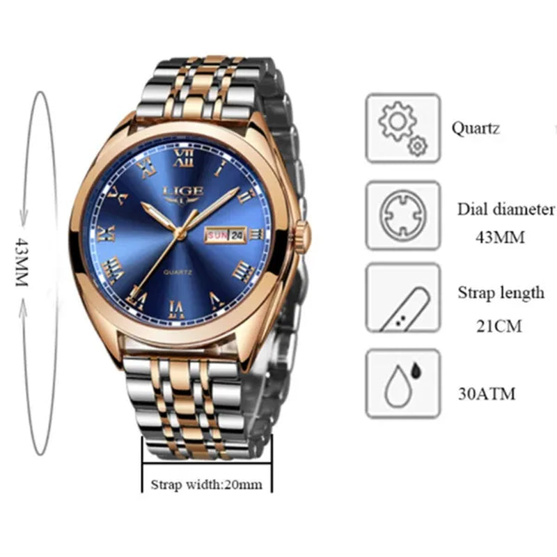 2019 LIGE New Rose Gold Women Watch Business Quartz Watch Luxury Female Wrist Watch Girl Clock