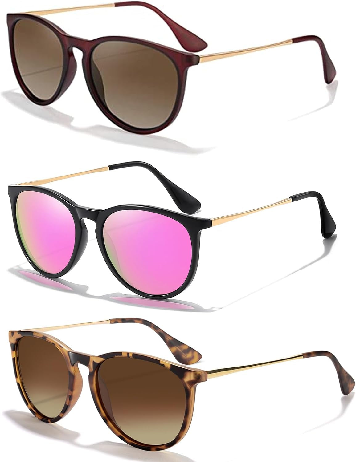 Sunglasses Womens Men Polarized UV Protection Trendy Vintage Retro Round Mirrored Lens Sunglasses For Women