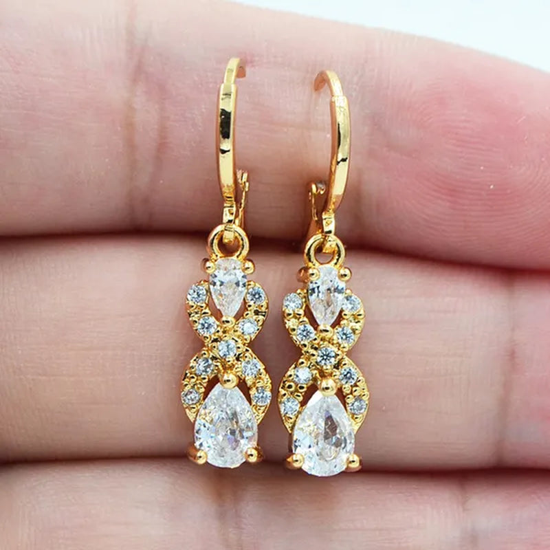 Women Purple Cubic Zirconia CZ Teardrop Earrings Jewelry
