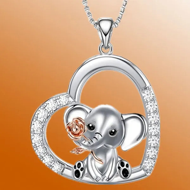 Exquisite Fashion Love Necklace European and American Women Elephant Pendant Necklace New Animal Jewelry Accessories Gift Diamond Necklace Women's Valentine's Day Thanksgiving Anniversary Gift