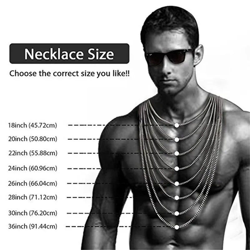 925 Silver Plated Chunky Necklace High Polished Stainless Steel Miami Curb Cuban Link Chain for Men 8/20/22/24/28/35 Inch (Quantity: 1Pcs)