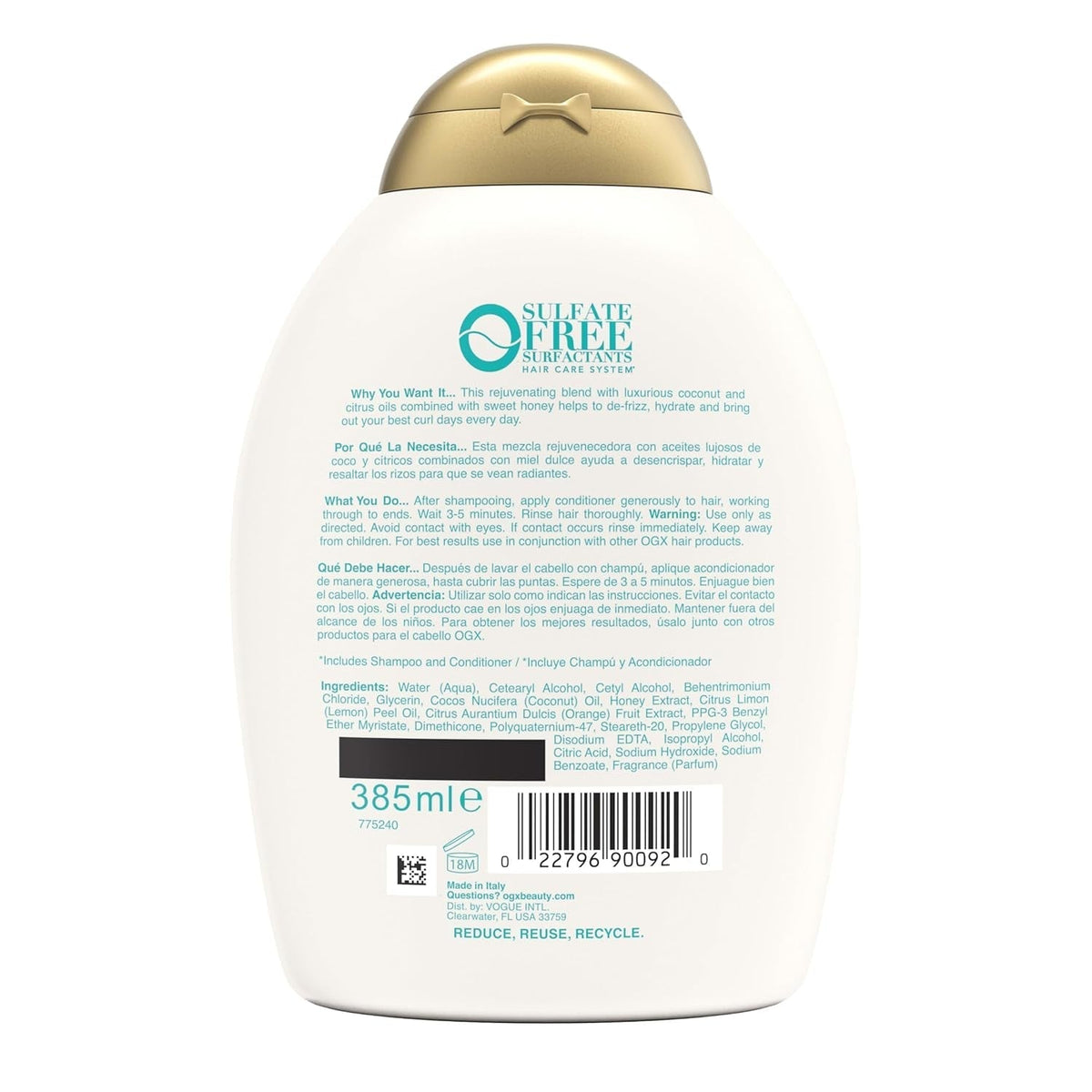 Quenching + Coconut Curls Curl-Defining Conditioner, Nourishing Curly Hair Conditioner with Coconut /Citrus Oil & Honey, Paraben-Free with Sulfate-Free Surfactants, 13Oz