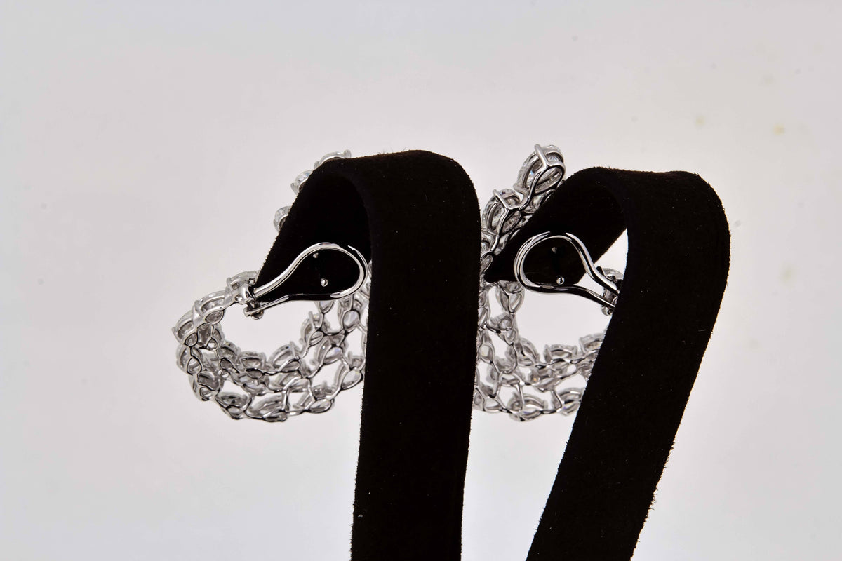 Diamond Scene 15.49ct Pear Shaped Diamond White Gold Swirl Earrings