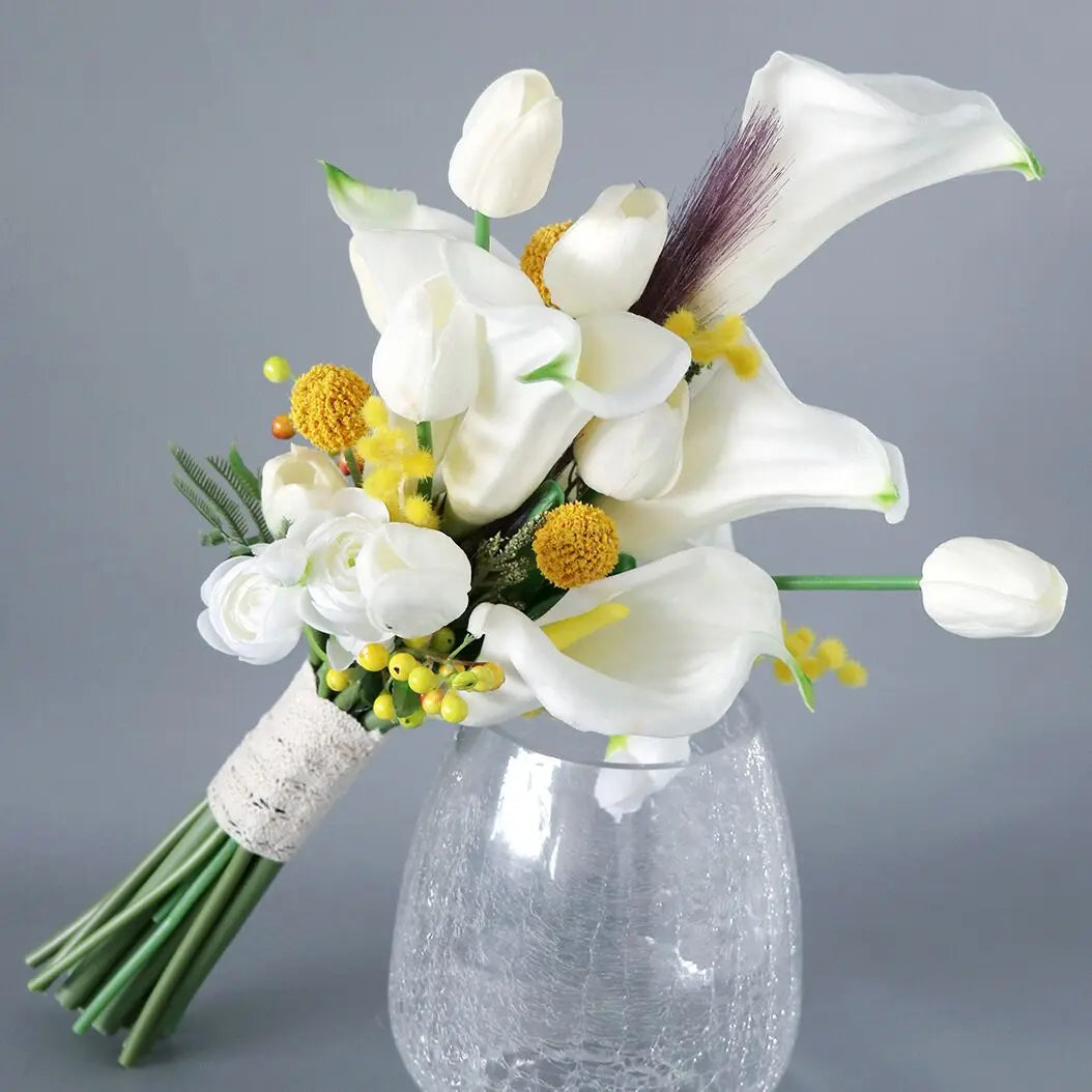 2024 Wedding Bouquets Handmade Bridal Flower Wedding Party Gifts Wedding Accessories Flowers Pears beaded with Ribbon