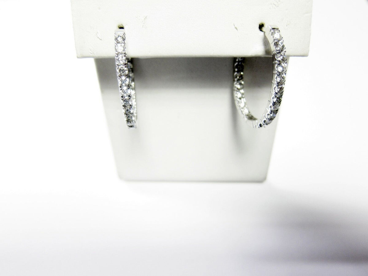 DIAMOND INSIDE OUTSIDE SET HOOP EARRING ROUND BRILLIANT EARRING DIAMOND EARRING