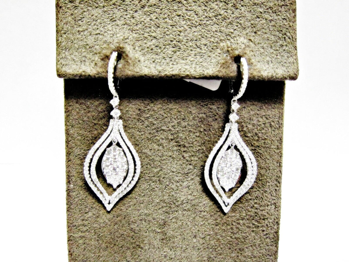 2.38 CT DIAMOND ROUND SHAPE EARRING DANGLE PAVE STYLE EARRING G VS 18 K GOLD