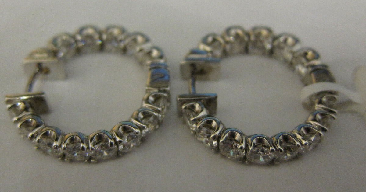 DIAMOND HOOP EARRING INSIDE OUTSIDE SET HUGGIE EARRING DIAMOND EARRING
