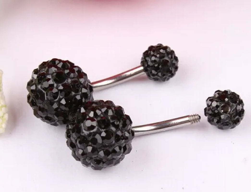 2016 Big Sale 8mm&5mm Crystal Disco Ball Imbue Diamond 316L medical steel material Stainless Steel Belly Button Navel Ring Body Piercing