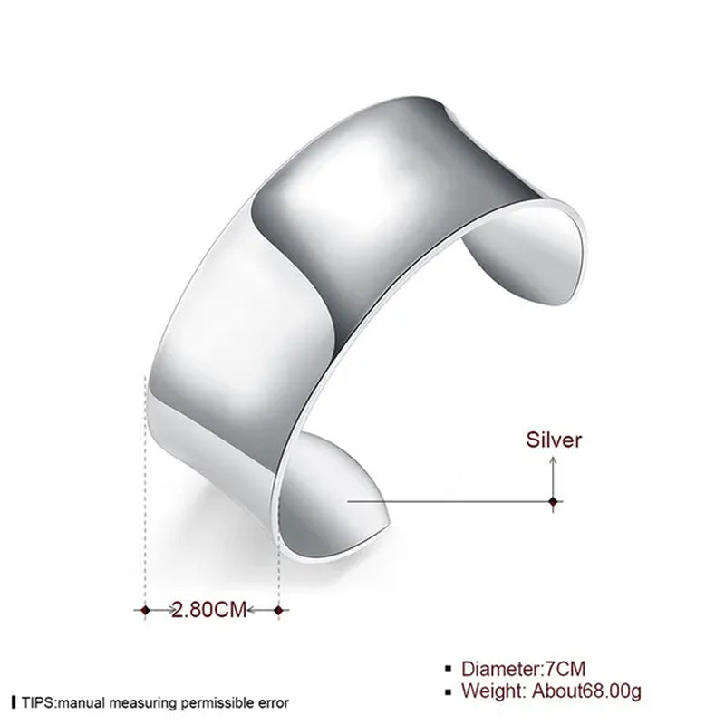 FASHION 925 Sterling Silver Minimalist Cuff Bangle